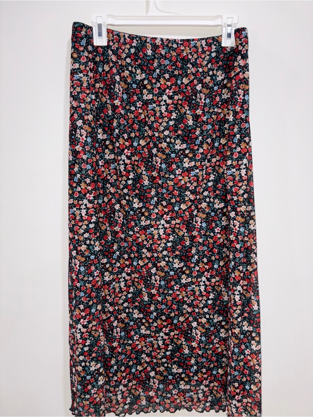 Amazon Floral Maxi Skirt in Black with Red & Cream Accents